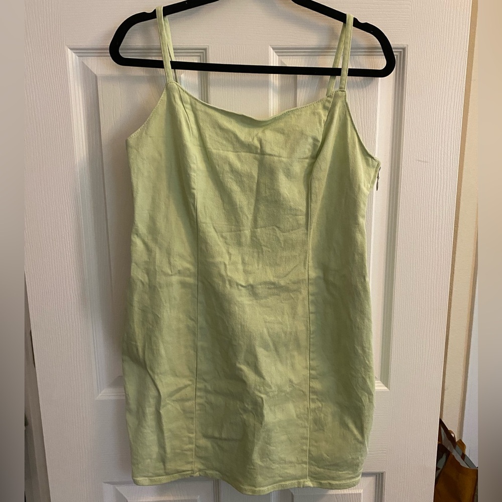 Green corduroy mini dress